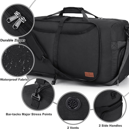 150L Duffle Bag for Travel, Extra Large Foldable Waterproof Travel Duffel Bags Weekender Overnight Bag for Men and Women with Shoe Compartment