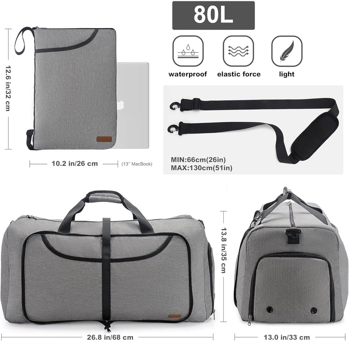 150L Duffle Bag for Travel, Extra Large Foldable Waterproof Travel Duffel Bags Weekender Overnight Bag for Men and Women with Shoe Compartment