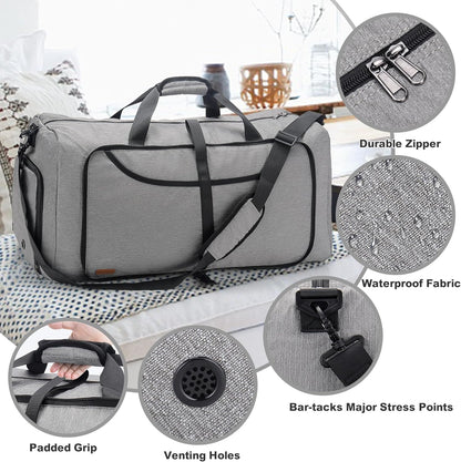 150L Duffle Bag for Travel, Extra Large Foldable Waterproof Travel Duffel Bags Weekender Overnight Bag for Men and Women with Shoe Compartment
