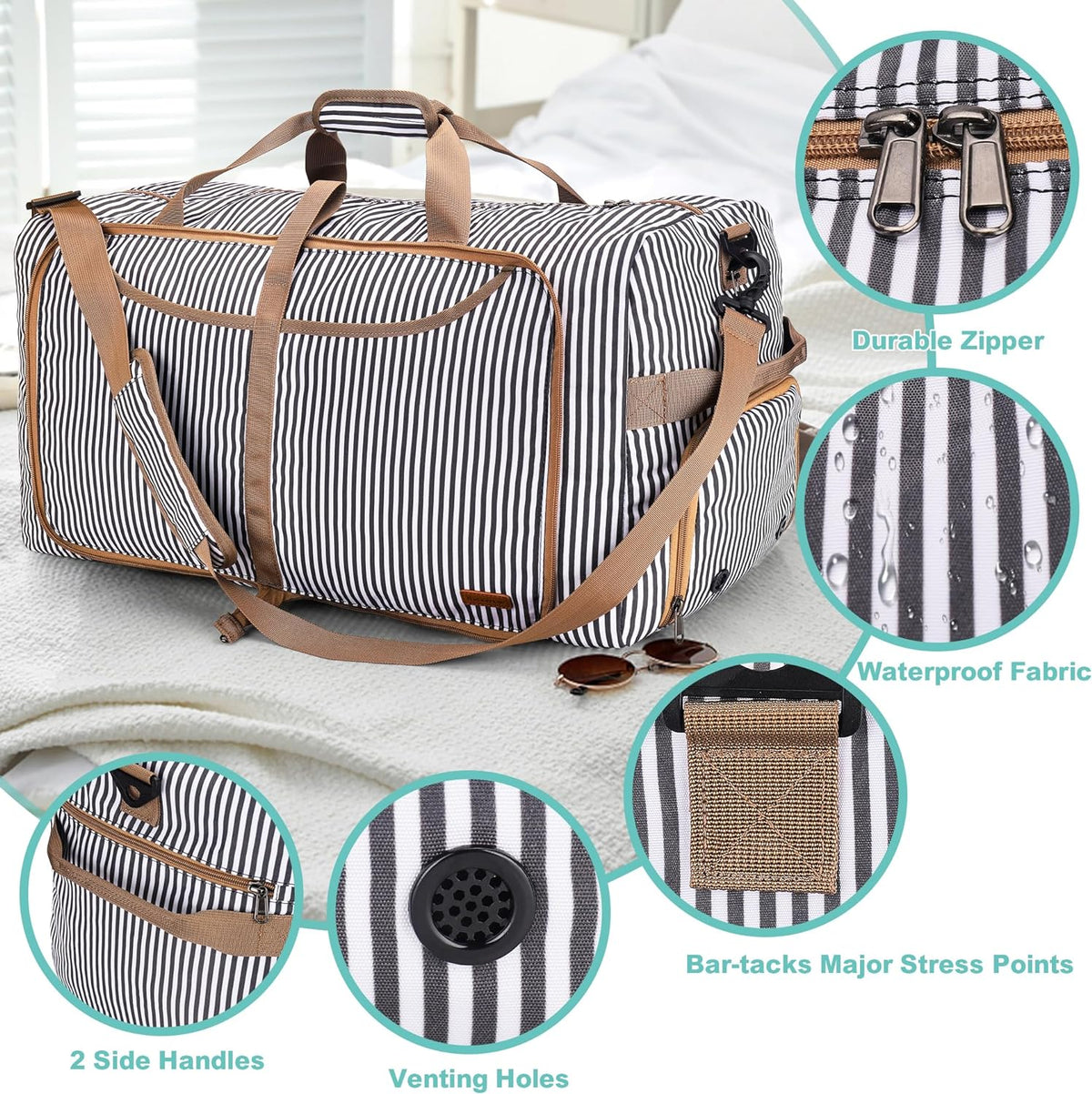 150L Duffle Bag for Travel, Extra Large Foldable Waterproof Travel Duffel Bags Weekender Overnight Bag for Men and Women with Shoe Compartment
