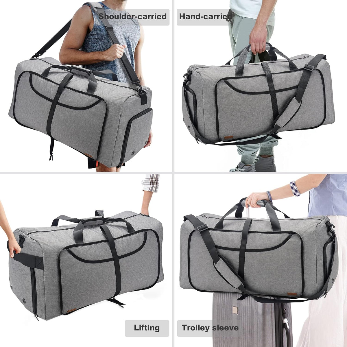 150L Duffle Bag for Travel, Extra Large Foldable Waterproof Travel Duffel Bags Weekender Overnight Bag for Men and Women with Shoe Compartment