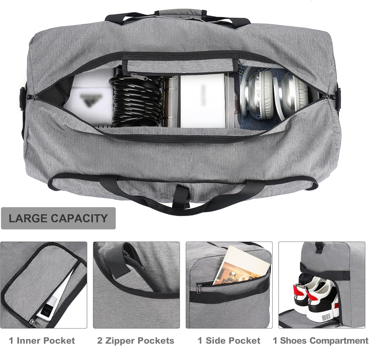 150L Duffle Bag for Travel, Extra Large Foldable Waterproof Travel Duffel Bags Weekender Overnight Bag for Men and Women with Shoe Compartment