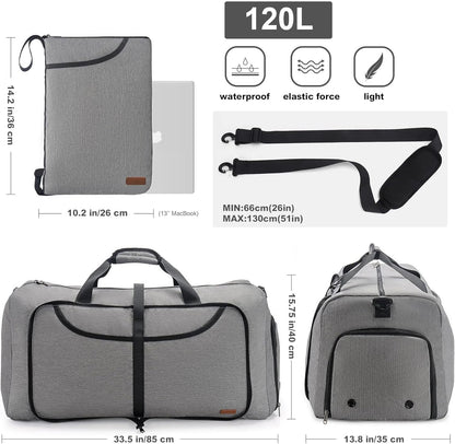 150L Duffle Bag for Travel, Extra Large Foldable Waterproof Travel Duffel Bags Weekender Overnight Bag for Men and Women with Shoe Compartment