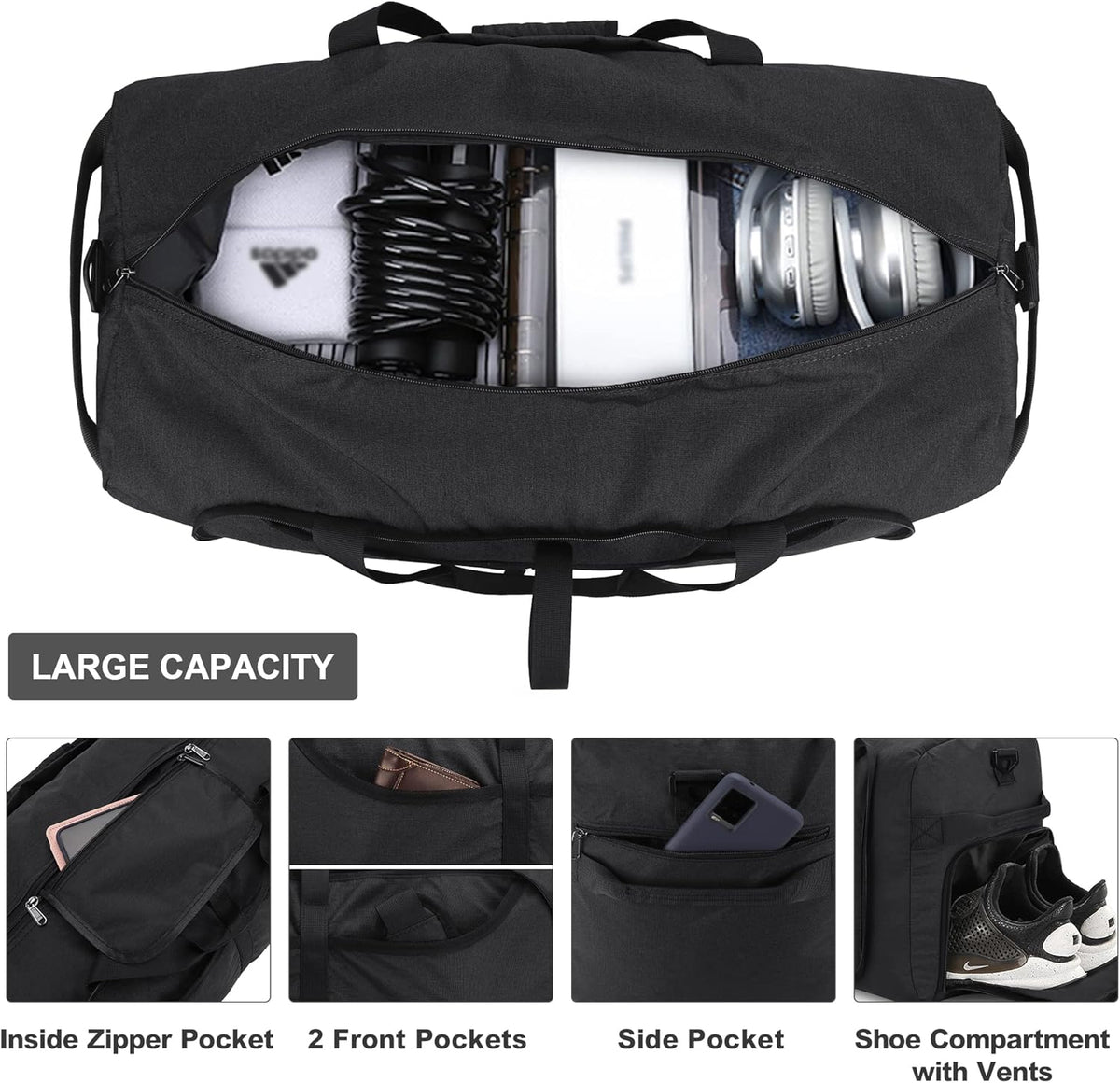 150L Duffle Bag for Travel, Extra Large Foldable Waterproof Travel Duffel Bags Weekender Overnight Bag for Men and Women with Shoe Compartment
