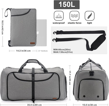 150L Duffle Bag for Travel, Extra Large Foldable Waterproof Travel Duffel Bags Weekender Overnight Bag for Men and Women with Shoe Compartment