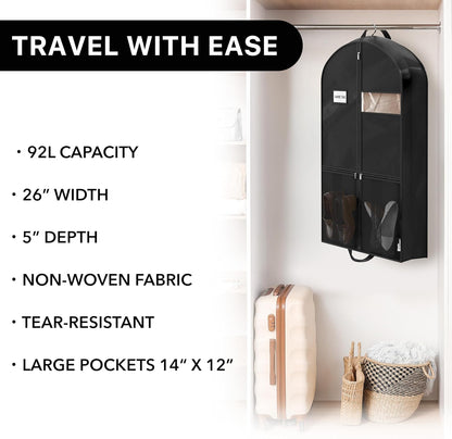 43-Inch Travel Garment Bag, Non-Woven Lightweight, Gray