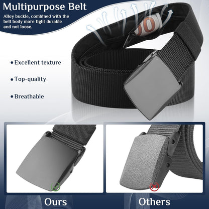 Money Belt- Travel Security Money Belt with Secret Compartment, Anti-Theft Nylon Hidden Money Pouch with Zinc Alloy Buckle for Dad Boyfriend Men, Business Travel Daily