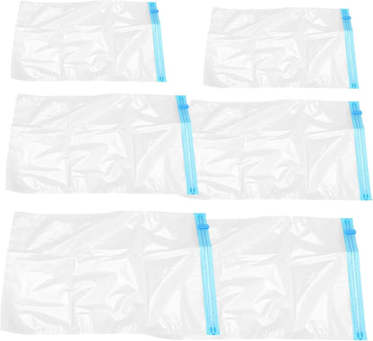 6pcs Hand Rolled Compression Bags for Travel Portable Clear Vacuum Storage Airtight Space Saving Bags for Clothing and Bedding
