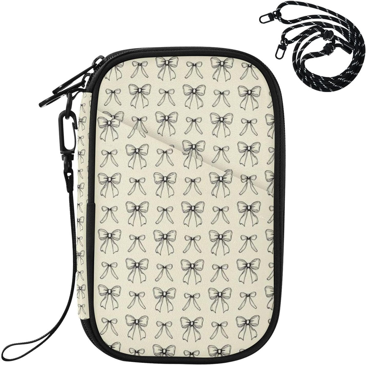 Travel Doc Organizer 21×14×3 CM | Polyester Oxford Pen Loop Multi-Way Carry for Men Women Travel Tiny Bows