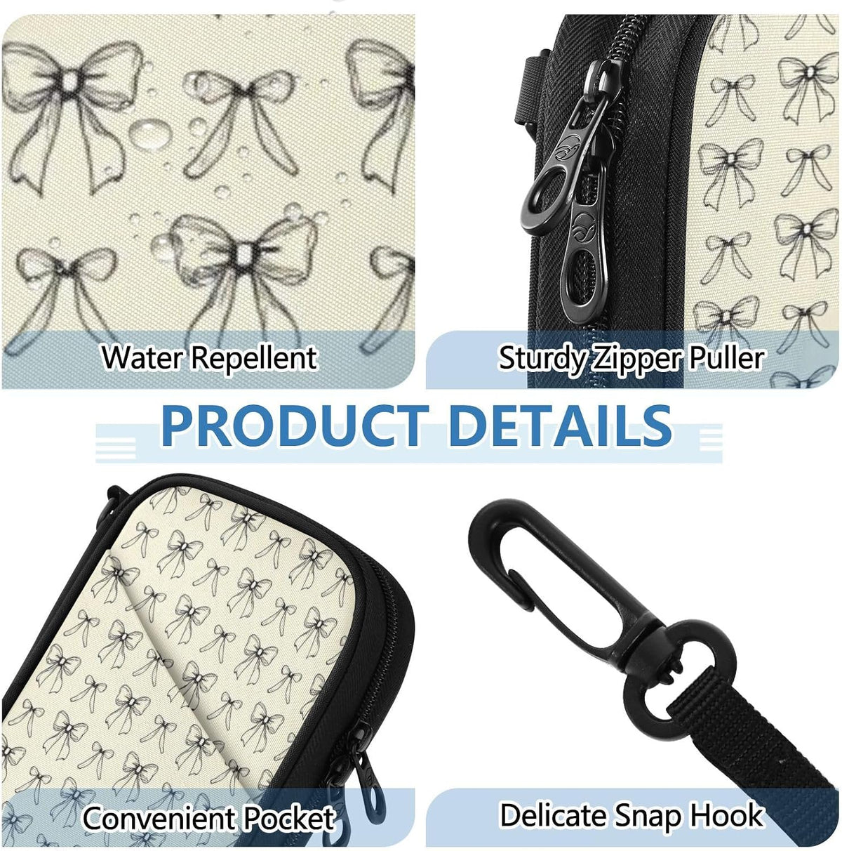 Travel Doc Organizer 21×14×3 CM | Polyester Oxford Pen Loop Multi-Way Carry for Men Women Travel Tiny Bows