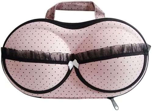 Pink Bra Underwear Storage Bag, Portable Travel Home Organizer Zip Bag Case for Bra Sizes 30A-36C Cups Women Girls