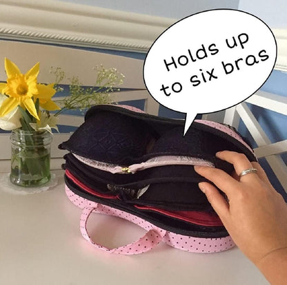 Pink Bra Underwear Storage Bag, Portable Travel Home Organizer Zip Bag Case for Bra Sizes 30A-36C Cups Women Girls