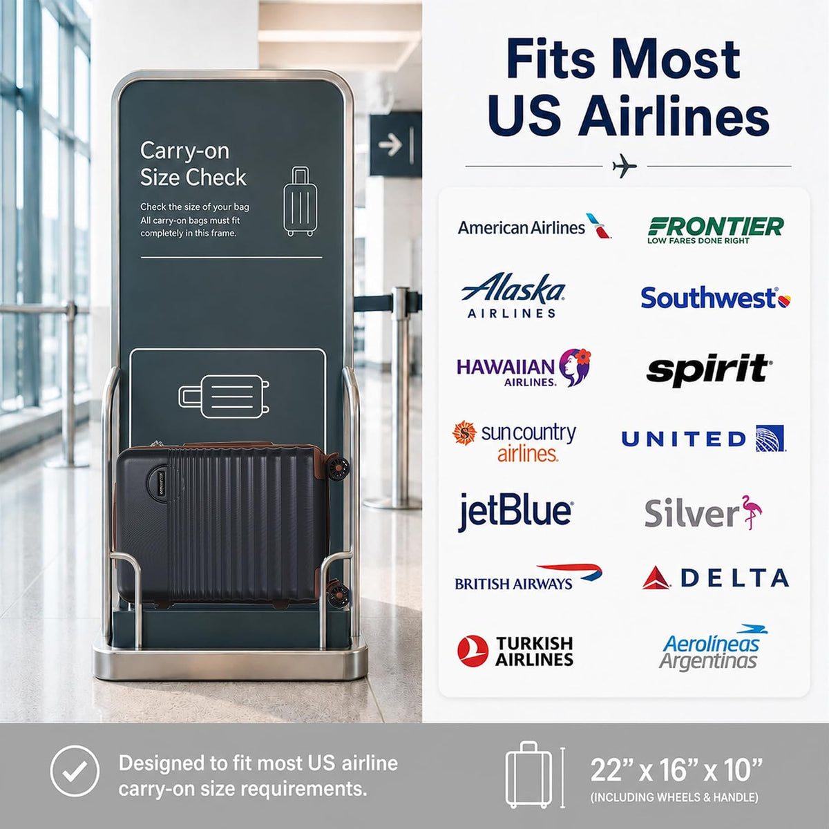 Carry On Luggage 22x14x9 Airline Approved, 20-inch Hard Shell Suitcases with Wheels, ABS Lightweight Carry on Suitcase with TSA Lock