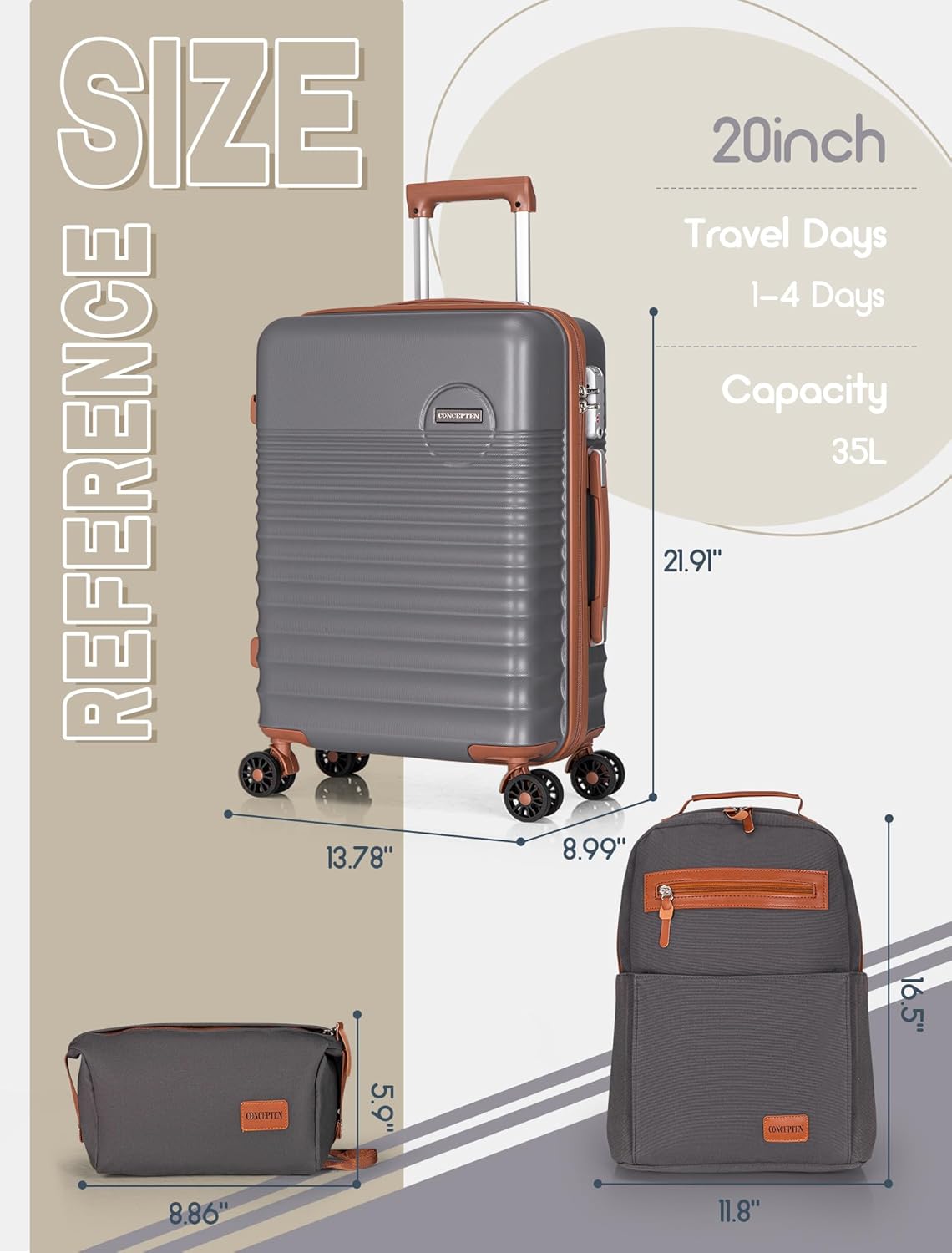 Carry On Luggage 22x14x9 Airline Approved, 20-inch Hard Shell Suitcases with Wheels, ABS Lightweight Carry on Suitcase with TSA Lock