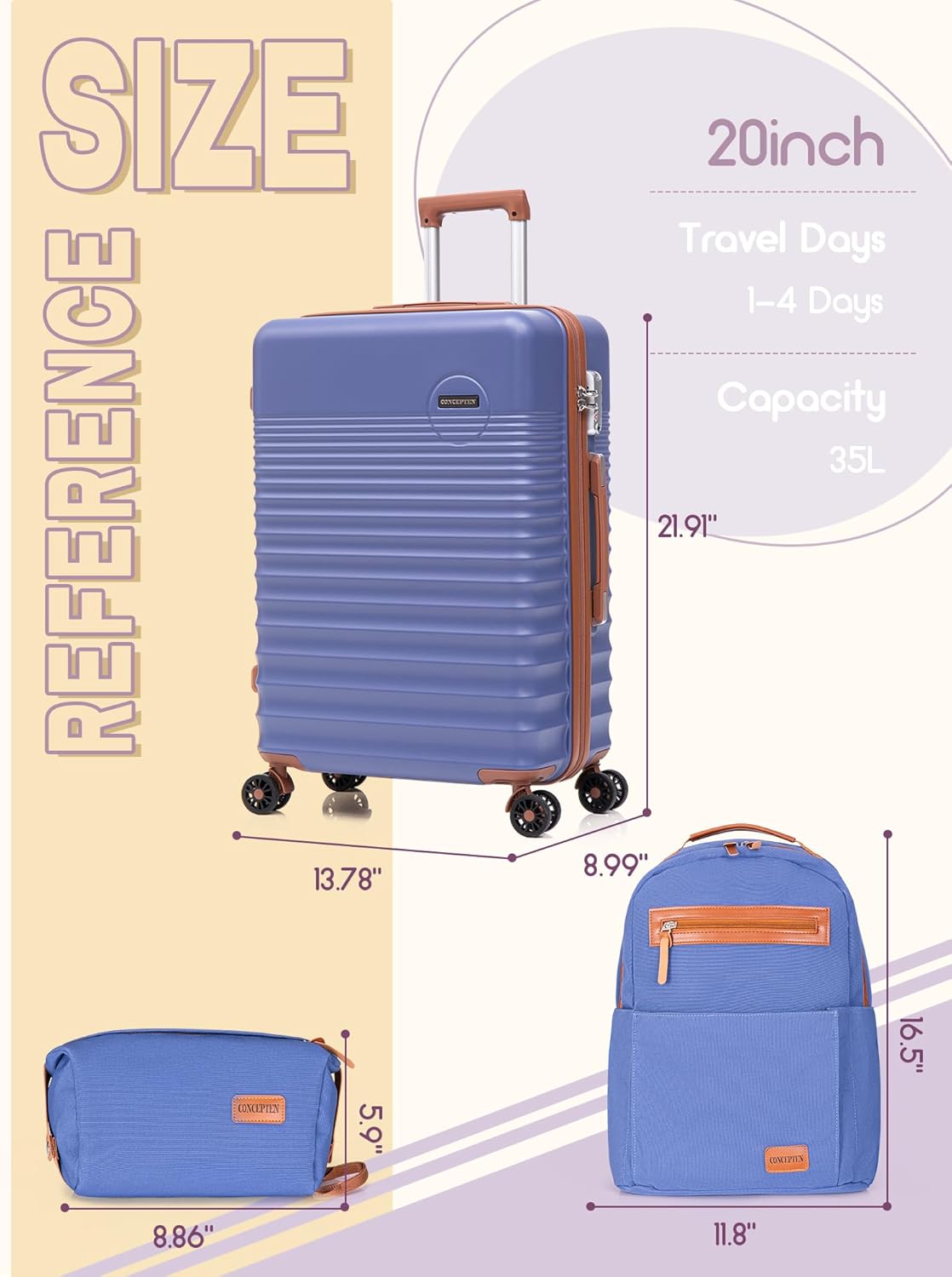 Carry On Luggage 22x14x9 Airline Approved, 20-inch Hard Shell Suitcases with Wheels, ABS Lightweight Carry on Suitcase with TSA Lock