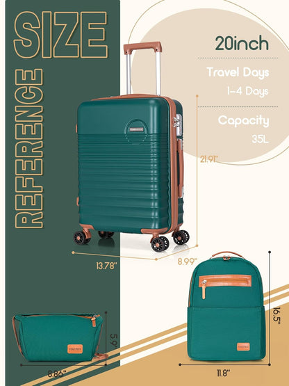 Carry On Luggage 22x14x9 Airline Approved, 20-inch Hard Shell Suitcases with Wheels, ABS Lightweight Carry on Suitcase with TSA Lock