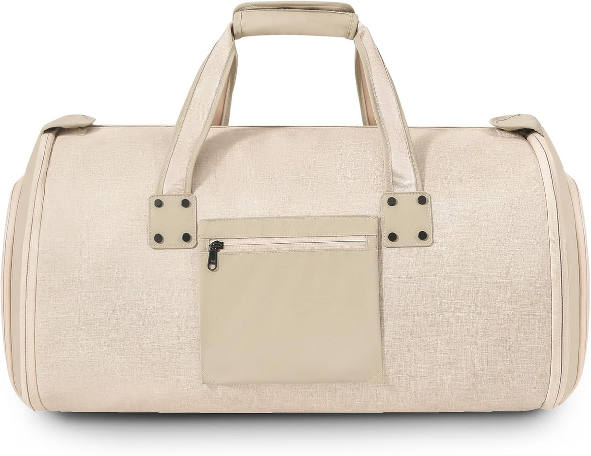 Garment Bags for Travel - Brand Zipper - Water Repellent Garment Bag with Shoe Compartment - 2 in 1 Convertible Suit Bag Travel with Shoe Bags - Medium Khaki