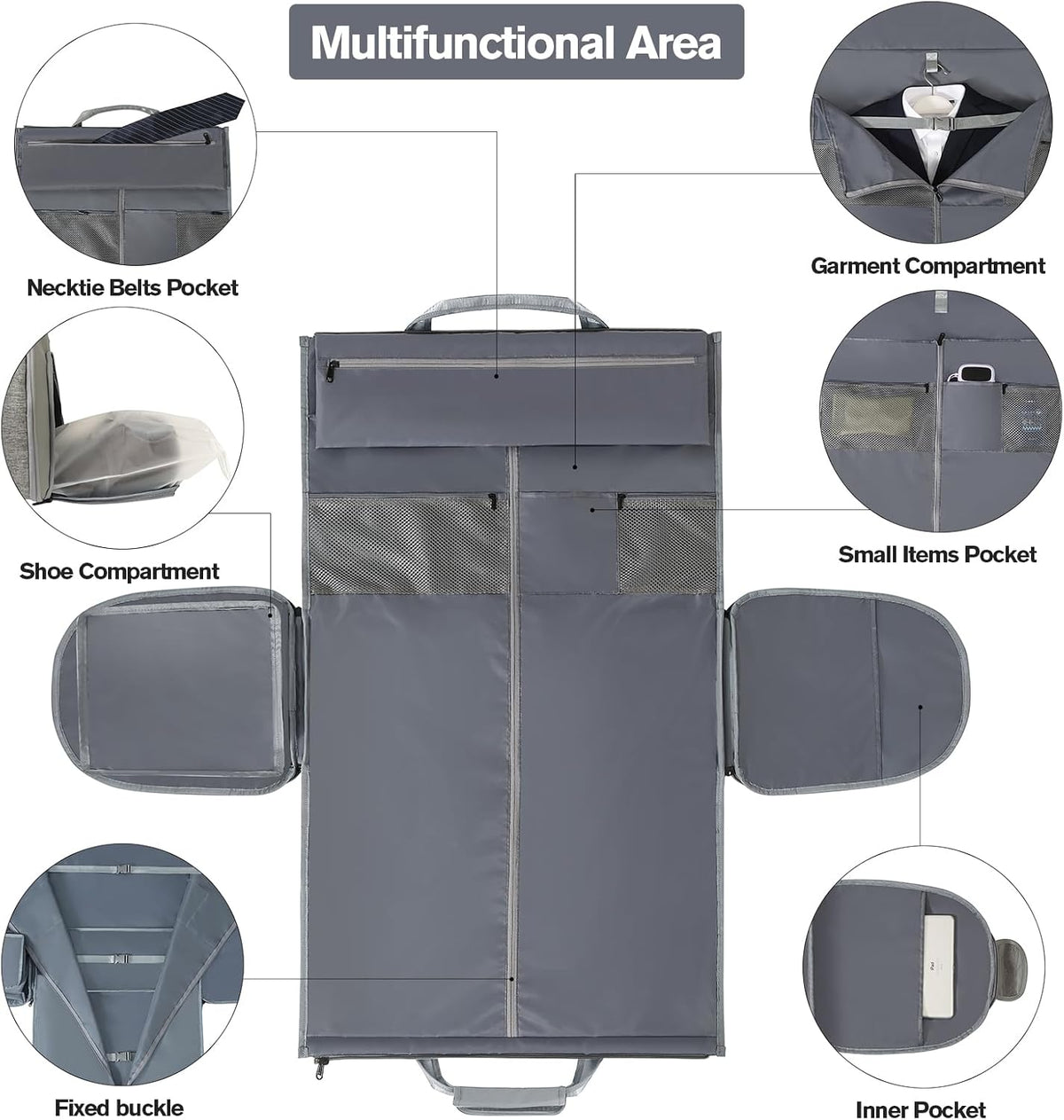 Garment Bags for Travel - Brand Zipper - Water Repellent Garment Bag with Shoe Compartment - 2 in 1 Convertible Suit Bag Travel with Shoe Bags - Medium Khaki
