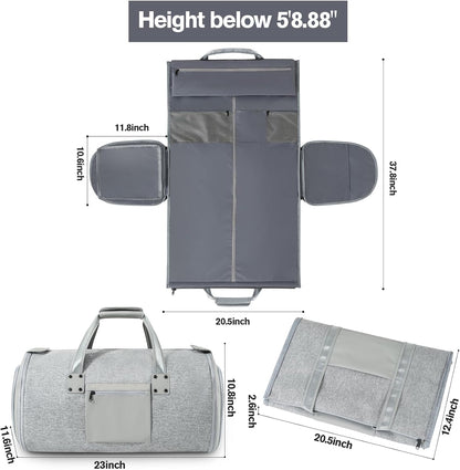 Garment Bags for Travel - Brand Zipper - Water Repellent Garment Bag with Shoe Compartment - 2 in 1 Convertible Suit Bag Travel with Shoe Bags - Medium Khaki