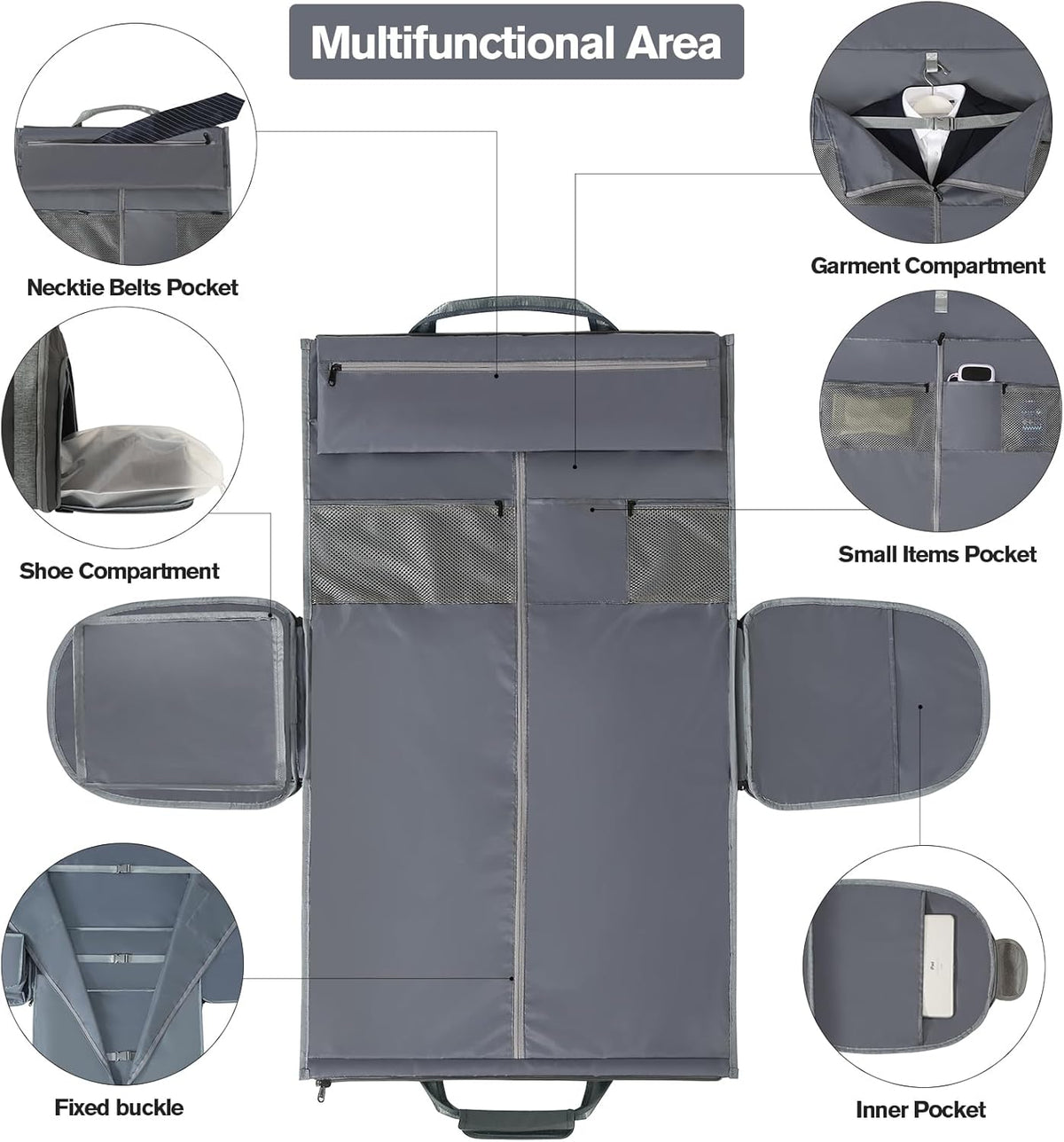 Garment Bags for Travel - Brand Zipper - Water Repellent Garment Bag with Shoe Compartment - 2 in 1 Convertible Suit Bag Travel with Shoe Bags - Medium Khaki