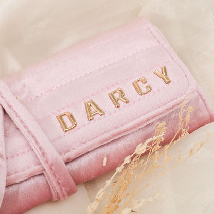 Personalized Velvet Jewelry Rolls, Custom Luxury Jewelry Travel Organizer, Wedding Favors, Travel Jewelry Case, Bridesmaid Gifts, Monogrammed Jewelry Roll, Valentine's Gift for Her