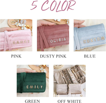 Personalized Velvet Jewelry Rolls, Custom Luxury Jewelry Travel Organizer, Wedding Favors, Travel Jewelry Case, Bridesmaid Gifts, Monogrammed Jewelry Roll, Valentine's Gift for Her