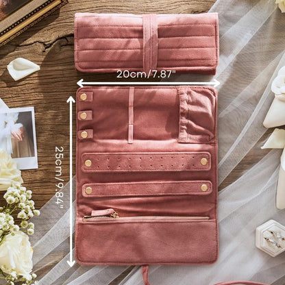 Personalized Velvet Jewelry Rolls, Custom Luxury Jewelry Travel Organizer, Wedding Favors, Travel Jewelry Case, Bridesmaid Gifts, Monogrammed Jewelry Roll, Valentine's Gift for Her
