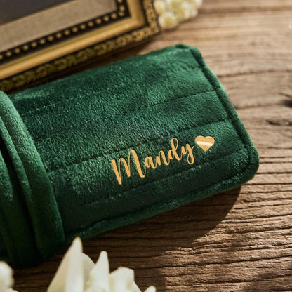 Personalized Velvet Jewelry Rolls, Custom Luxury Jewelry Travel Organizer, Wedding Favors, Travel Jewelry Case, Bridesmaid Gifts, Monogrammed Jewelry Roll, Valentine's Gift for Her