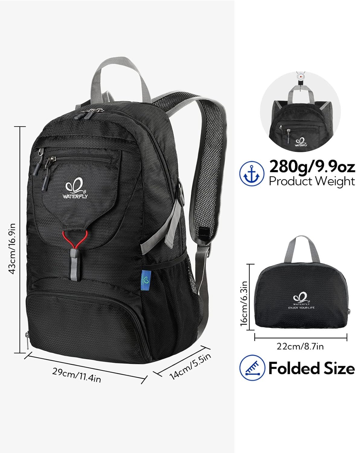 Small Lightweight Packable Backpack: 20l Hiking Daypack Man Woman | 20L,Recycled nylon material,Multi-compartment storage,Water-resistant,Everyday carry,Ultra Light Foldable Travel Day Pack