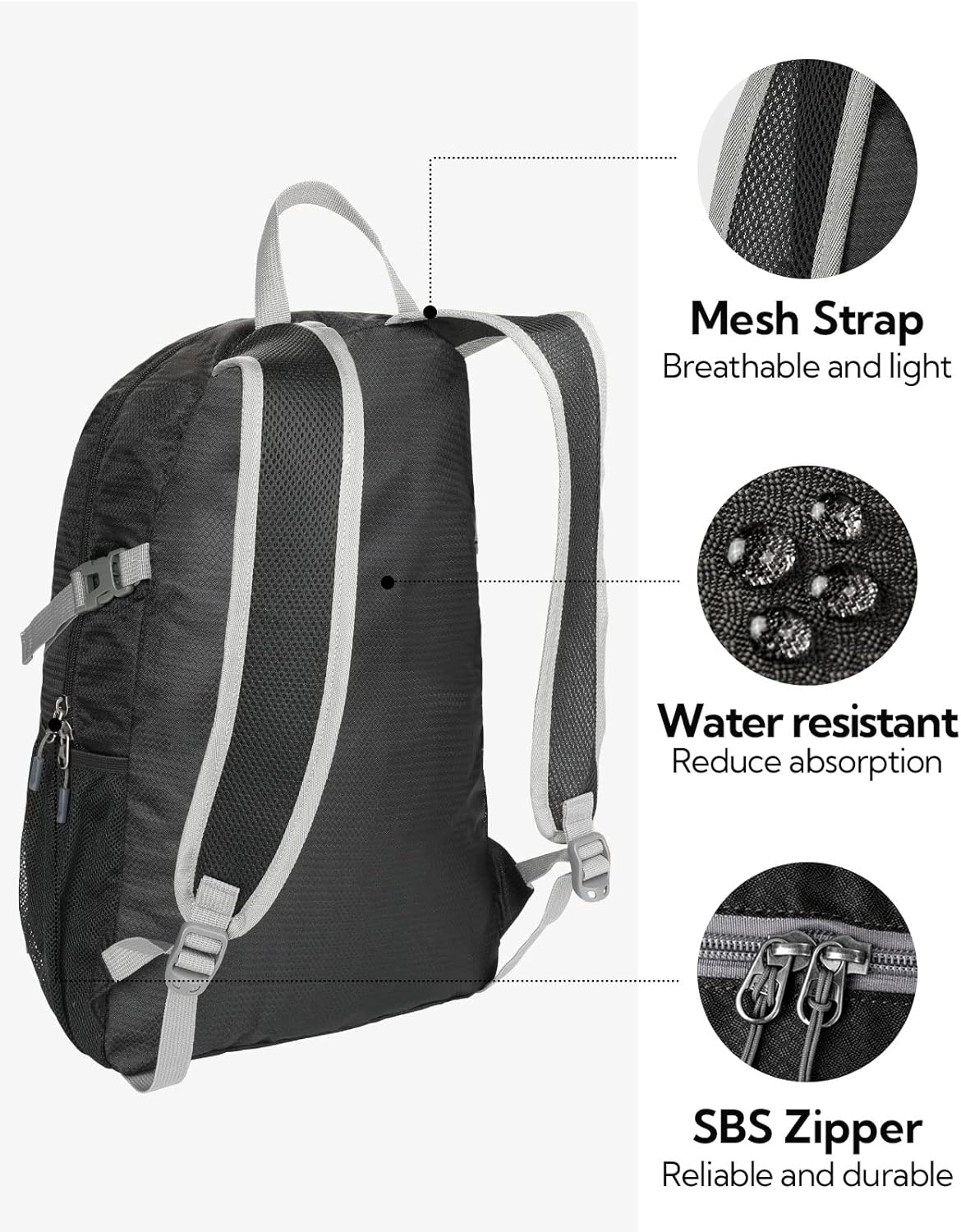Small Lightweight Packable Backpack: 20l Hiking Daypack Man Woman | 20L,Recycled nylon material,Multi-compartment storage,Water-resistant,Everyday carry,Ultra Light Foldable Travel Day Pack