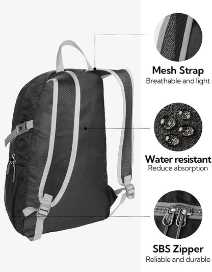 Small Lightweight Packable Backpack: 20l Hiking Daypack Man Woman | 20L,Recycled nylon material,Multi-compartment storage,Water-resistant,Everyday carry,Ultra Light Foldable Travel Day Pack