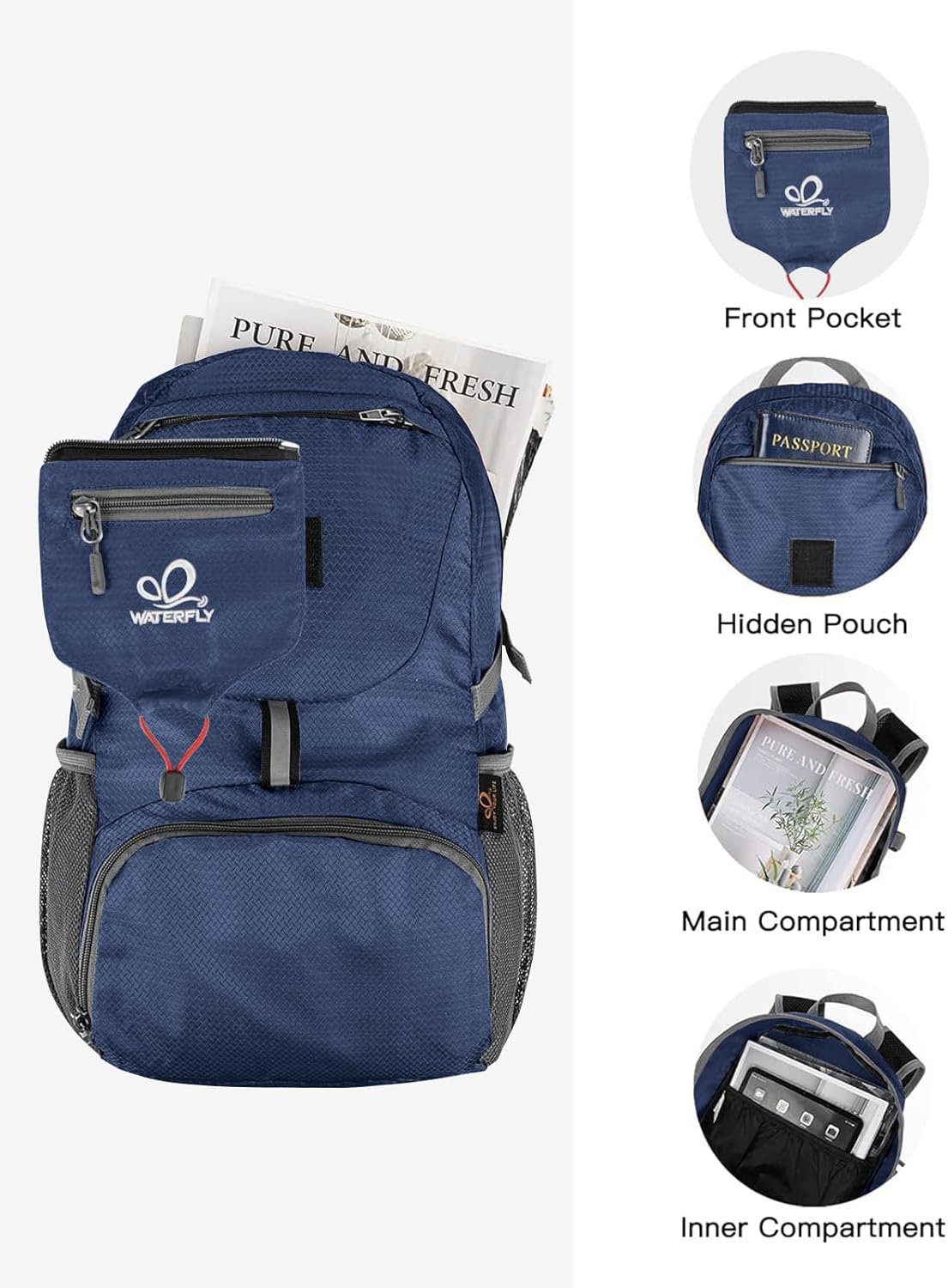Small Lightweight Packable Backpack: 20l Hiking Daypack Man Woman | 20L,Recycled nylon material,Multi-compartment storage,Water-resistant,Everyday carry,Ultra Light Foldable Travel Day Pack