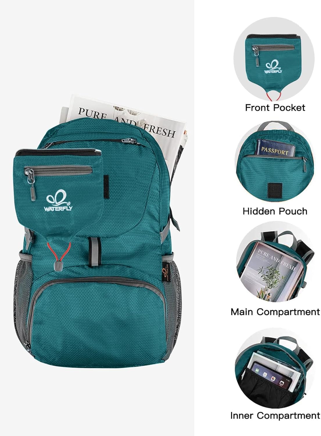 Small Lightweight Packable Backpack: 20l Hiking Daypack Man Woman | 20L,Recycled nylon material,Multi-compartment storage,Water-resistant,Everyday carry,Ultra Light Foldable Travel Day Pack