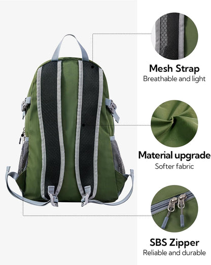 Small Lightweight Packable Backpack: 20l Hiking Daypack Man Woman | 20L,Recycled nylon material,Multi-compartment storage,Water-resistant,Everyday carry,Ultra Light Foldable Travel Day Pack
