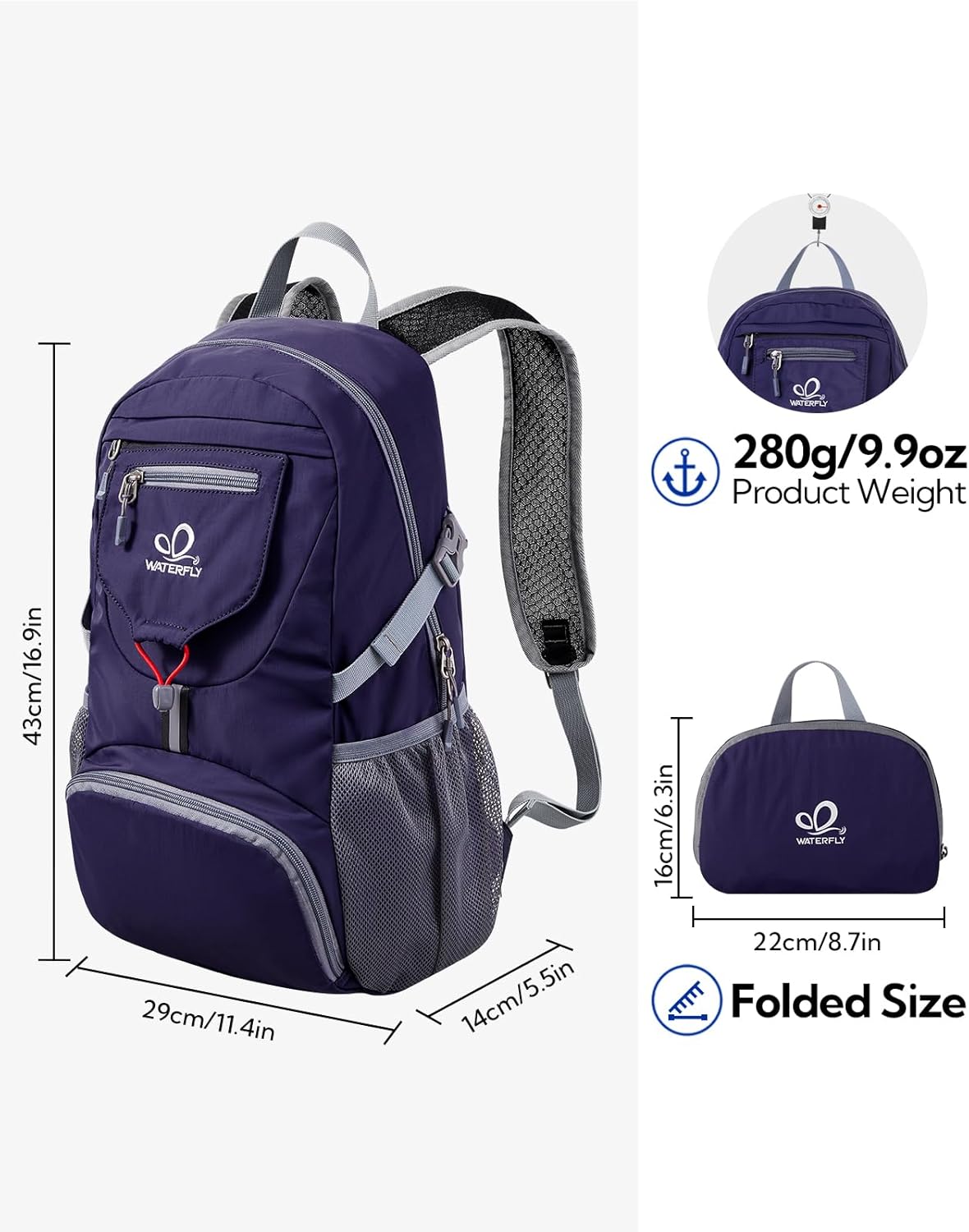 Small Lightweight Packable Backpack: 20l Hiking Daypack Man Woman | 20L,Recycled nylon material,Multi-compartment storage,Water-resistant,Everyday carry,Ultra Light Foldable Travel Day Pack
