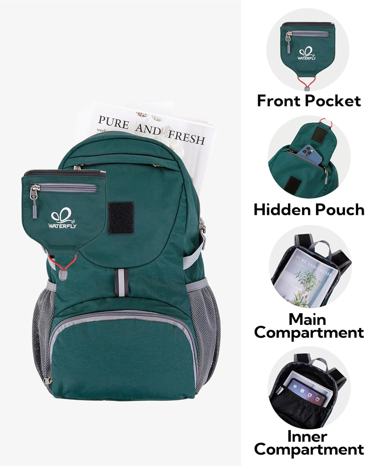 Small Lightweight Packable Backpack: 20l Hiking Daypack Man Woman | 20L,Recycled nylon material,Multi-compartment storage,Water-resistant,Everyday carry,Ultra Light Foldable Travel Day Pack