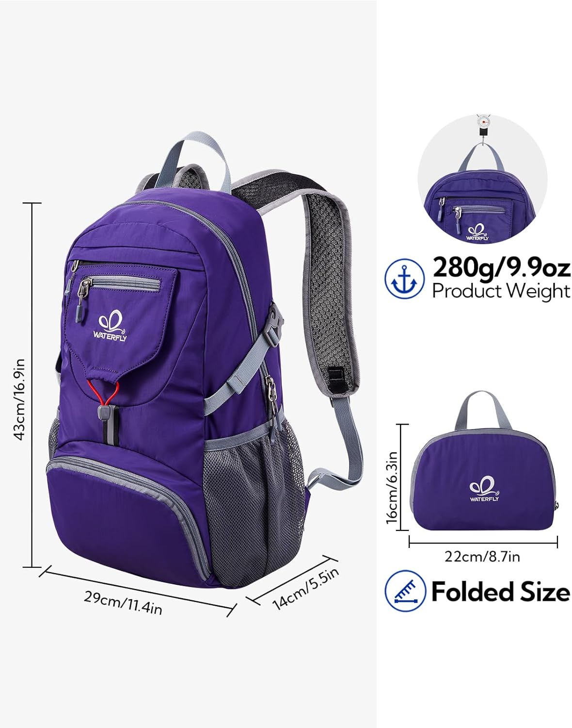Small Lightweight Packable Backpack: 20l Hiking Daypack Man Woman | 20L,Recycled nylon material,Multi-compartment storage,Water-resistant,Everyday carry,Ultra Light Foldable Travel Day Pack