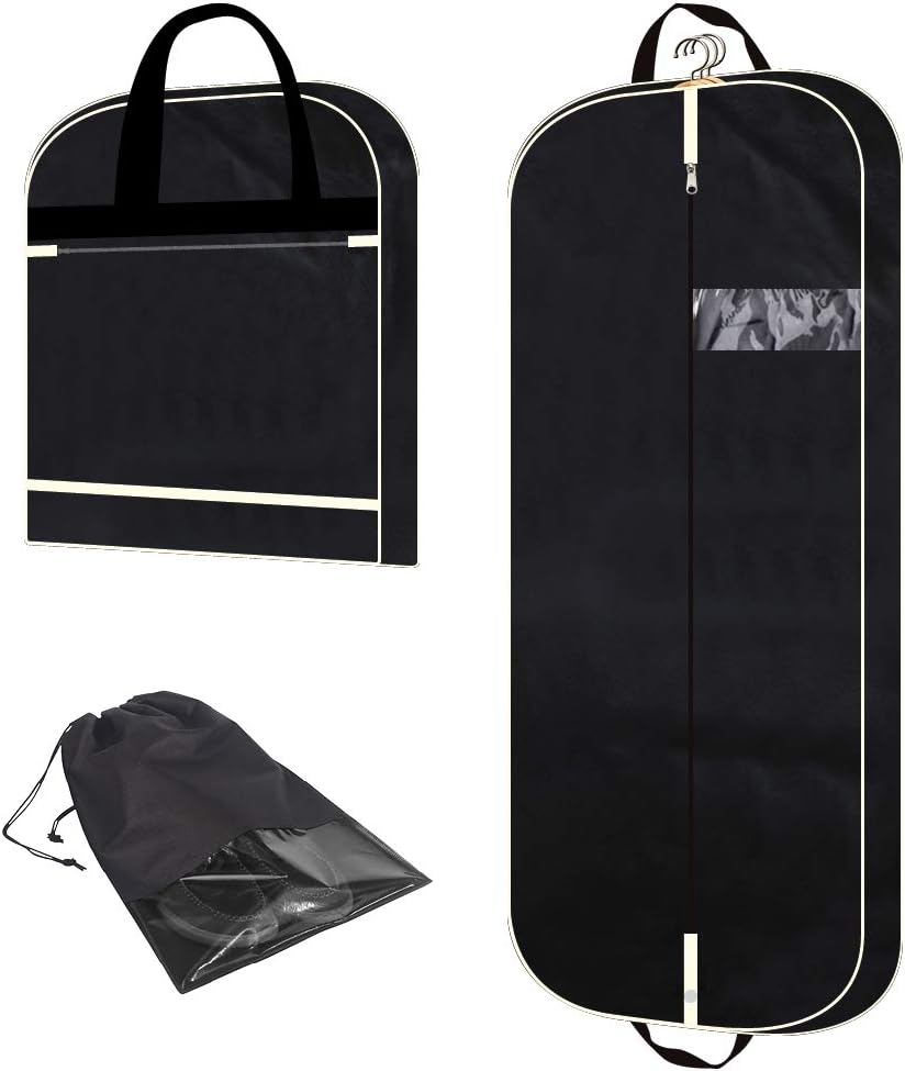 54" Garment Bag with Extra Large Pockets for Travel, Gusseted Suit Cover Mens Womens Foldable Hanging Bags for Clothes Shirts Dresses Coats
