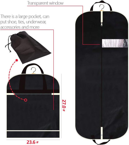 54" Garment Bag with Extra Large Pockets for Travel, Gusseted Suit Cover Mens Womens Foldable Hanging Bags for Clothes Shirts Dresses Coats