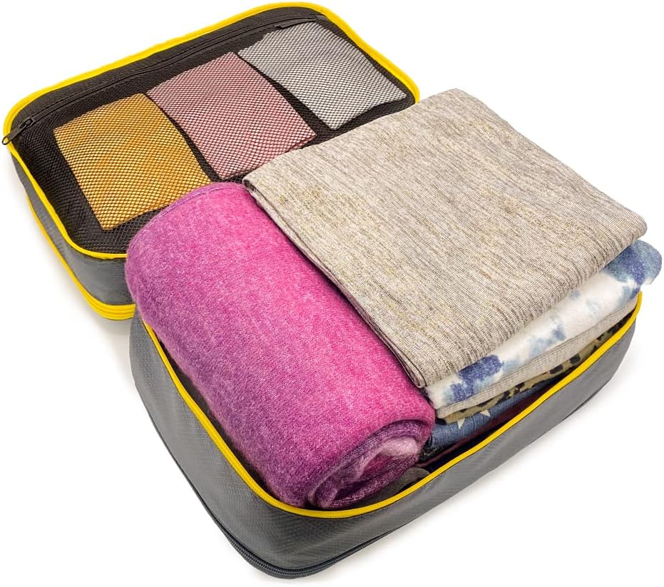 Double Deck Compression Packing Cube –2-in-1 Expandable Travel Organizer with Integrated Shoe Cube Compartment – Lightweight Packing for Carry-On or Suitcase