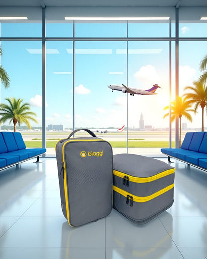 Double Deck Compression Packing Cube –2-in-1 Expandable Travel Organizer with Integrated Shoe Cube Compartment – Lightweight Packing for Carry-On or Suitcase