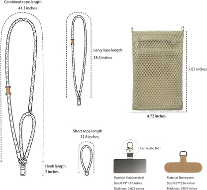 Phone Lanyard with Wallet Bag Crossbody and 2 Tether Tabs, Adjustable and Detachable Phone Strap for Phones, Multifunctional Cell Phone Neck and Hand Lanyard for Travel Essentials (Green)