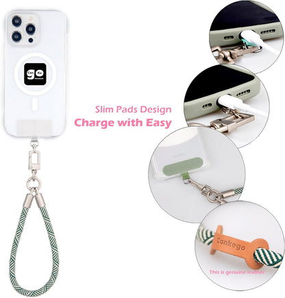 Phone Lanyard with Wallet Bag Crossbody and 2 Tether Tabs, Adjustable and Detachable Phone Strap for Phones, Multifunctional Cell Phone Neck and Hand Lanyard for Travel Essentials (Green)