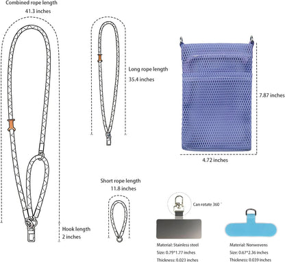 Phone Lanyard with Wallet Bag Crossbody and 2 Tether Tabs, Adjustable and Detachable Phone Strap for Phones, Multifunctional Cell Phone Neck and Hand Lanyard for Travel Essentials (Green)