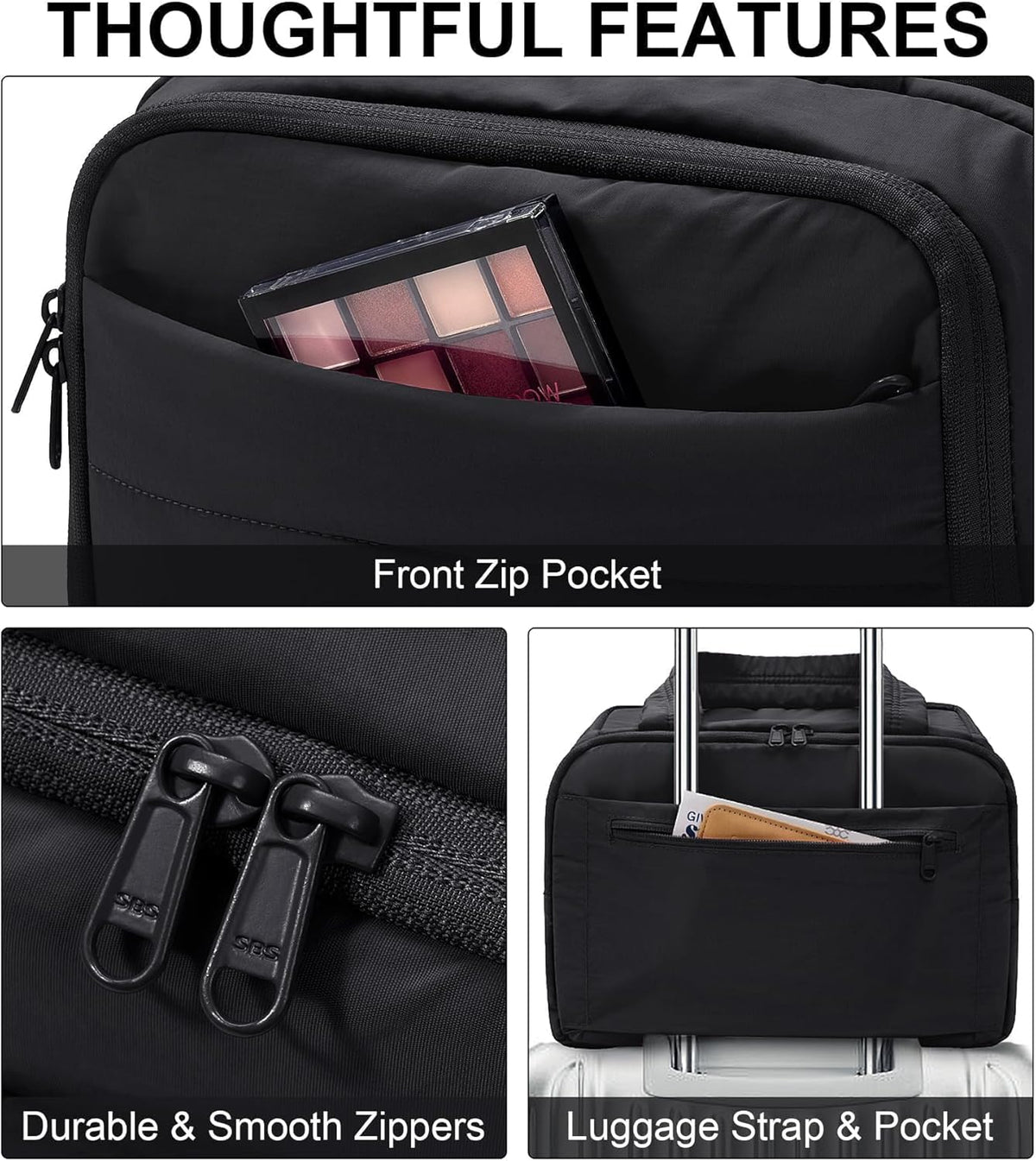 Travel Toiletry Bag for Women, Lightweight Large Quilted Puffy Makeup Bag Wide-open Make up Organizer Cloud Cosmetic Bag w/Handle for Traveling, Toiletries, Essentials, Accessories, Black