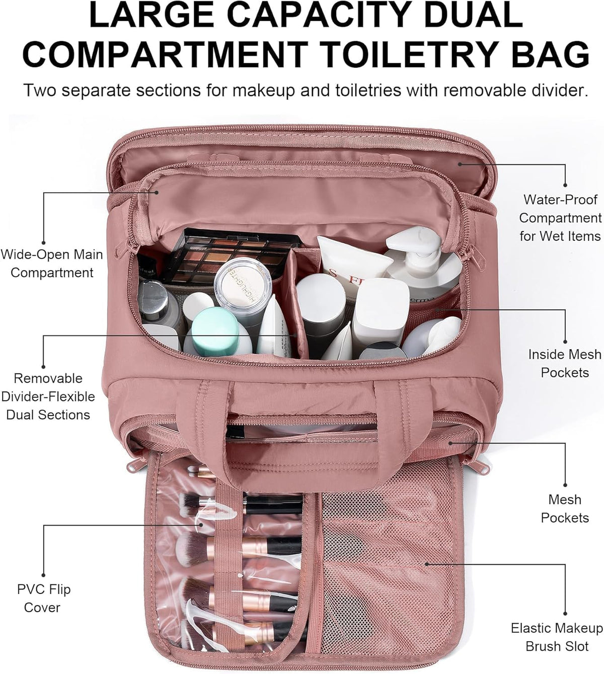 Travel Toiletry Bag for Women, Lightweight Large Quilted Puffy Makeup Bag Wide-open Make up Organizer Cloud Cosmetic Bag w/Handle for Traveling, Toiletries, Essentials, Accessories, Black