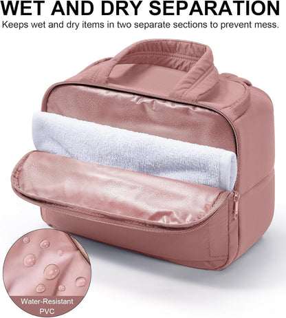 Travel Toiletry Bag for Women, Lightweight Large Quilted Puffy Makeup Bag Wide-open Make up Organizer Cloud Cosmetic Bag w/Handle for Traveling, Toiletries, Essentials, Accessories, Black