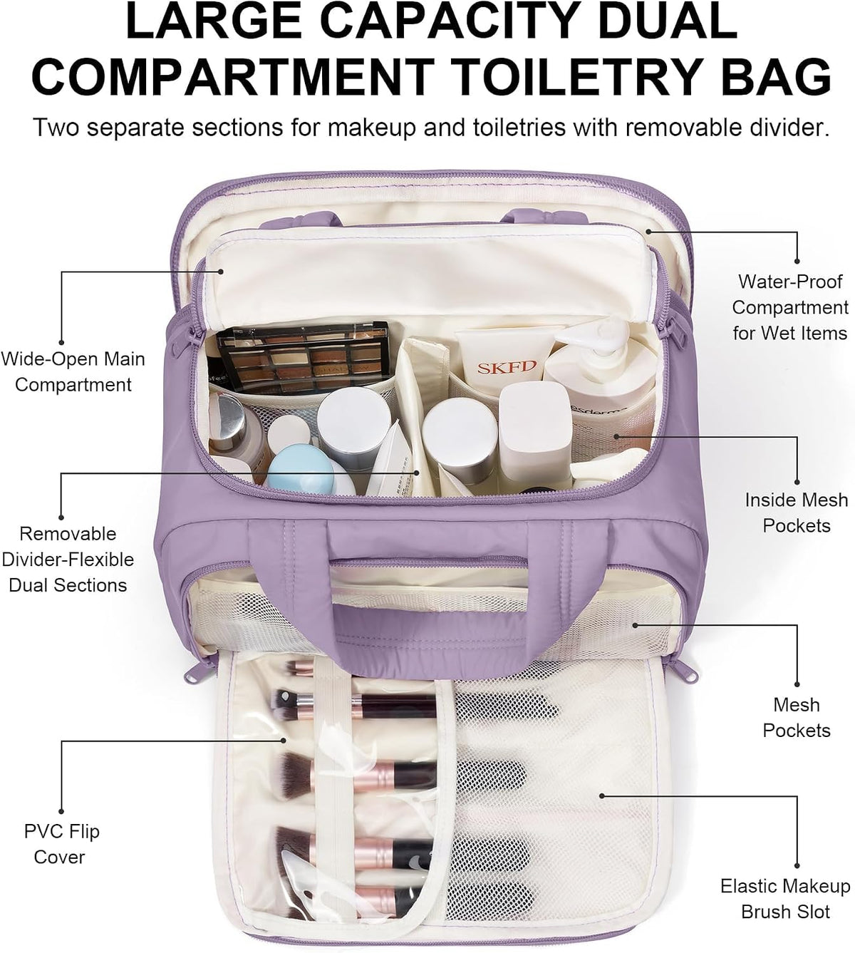Travel Toiletry Bag for Women, Lightweight Large Quilted Puffy Makeup Bag Wide-open Make up Organizer Cloud Cosmetic Bag w/Handle for Traveling, Toiletries, Essentials, Accessories, Black