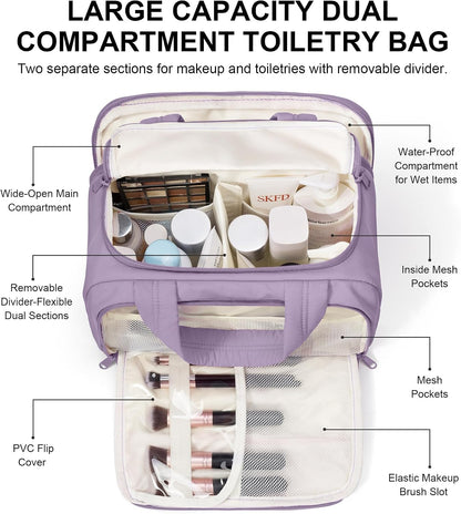 Travel Toiletry Bag for Women, Lightweight Large Quilted Puffy Makeup Bag Wide-open Make up Organizer Cloud Cosmetic Bag w/Handle for Traveling, Toiletries, Essentials, Accessories, Black