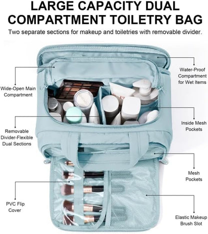 Travel Toiletry Bag for Women, Lightweight Large Quilted Puffy Makeup Bag Wide-open Make up Organizer Cloud Cosmetic Bag w/Handle for Traveling, Toiletries, Essentials, Accessories, Black